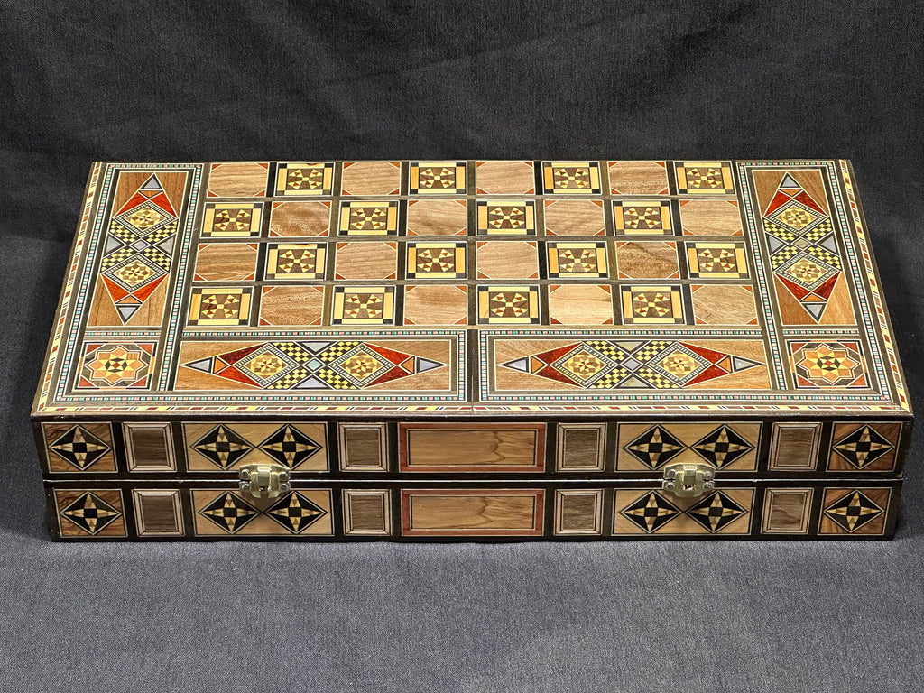 Handmade Backgammon and Chess Set with Pearl Inlays from Lebanon