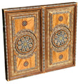 Olive Wood Backgammon Set with Real Pearl Inlays From Lebanon - Handmade Luxurious 21"x21" Large Sized Board