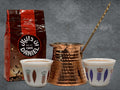 Lebanese Coffee Gift Set: Copper Pot, Ceramic Cups, Fresh Coffee from Lebanon
