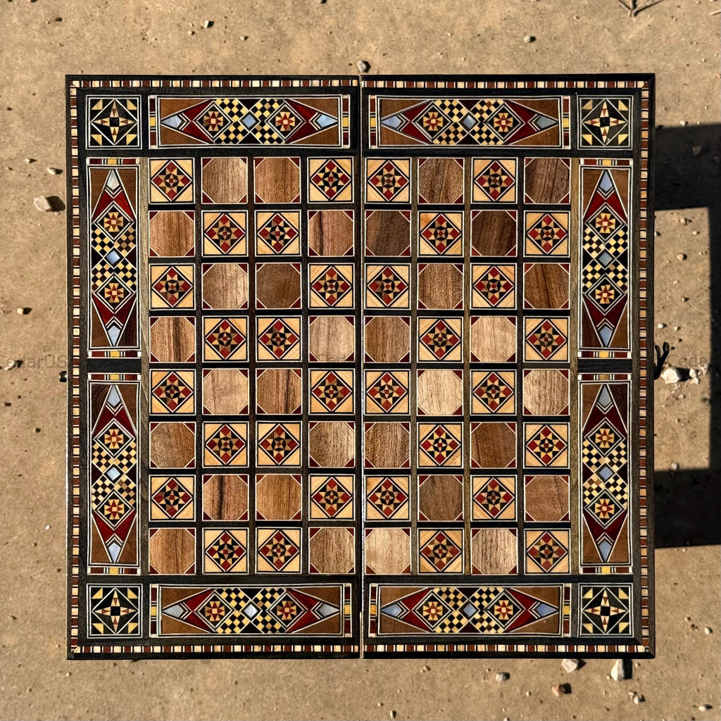 Handmade Backgammon and Chess Set from Lebanon - Lebanese Checkers Board Game