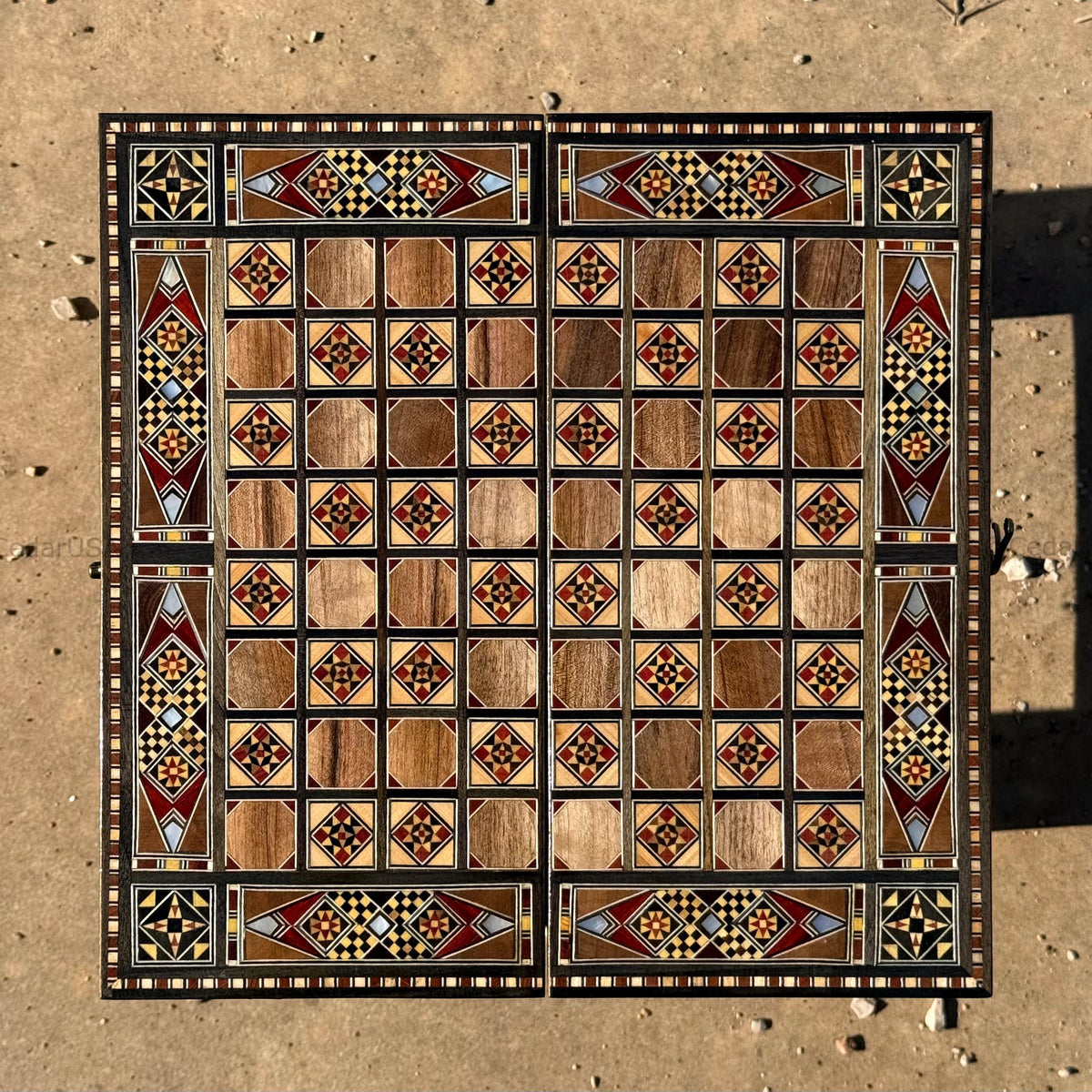 Handmade Backgammon and Chess Set from Lebanon - Lebanese Checkers Board Game