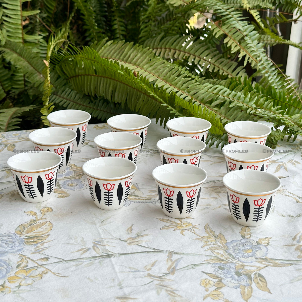 Lebanese Coffee Cups (Set of 12): Traditional Badawi Espresso & Turkish Design from Lebanon