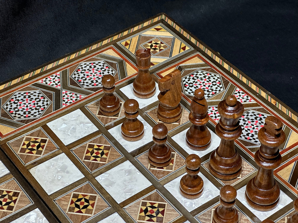 Handmade Inlaid Chess and Backgammon Set from Lebanon