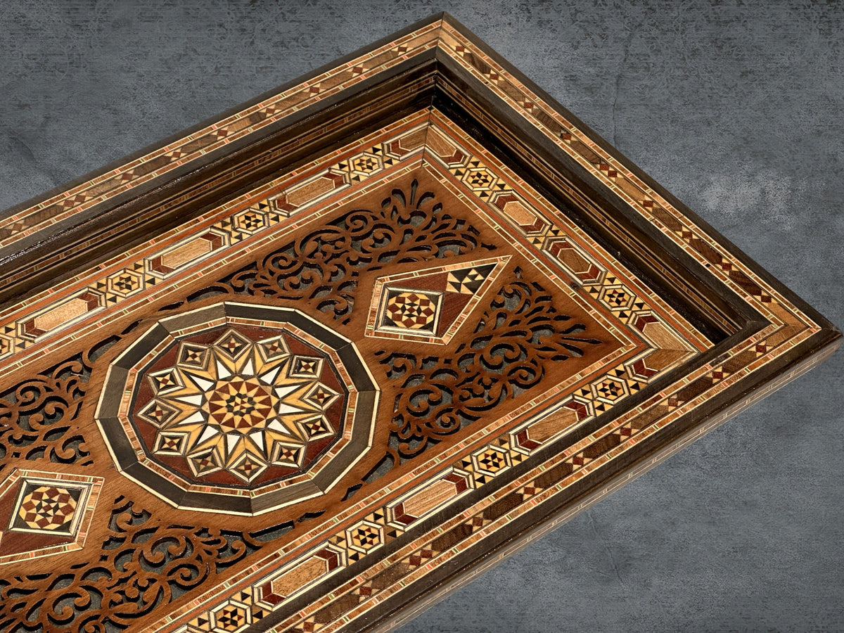 Handmade Engraved Wood Serving Tray - Lebanese Design from Lebanon