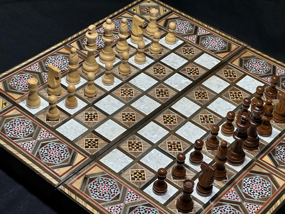Handmade Inlaid Chess and Backgammon Set from Lebanon