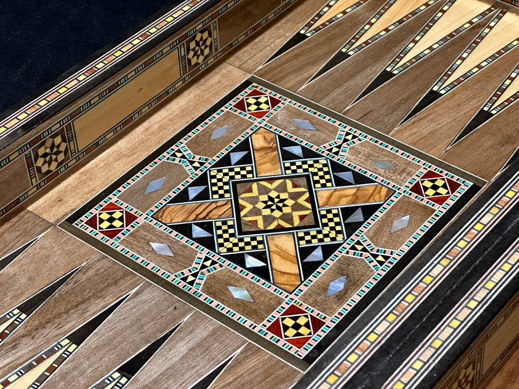 Handmade Backgammon and Chess Set with Pearl Inlays from Lebanon