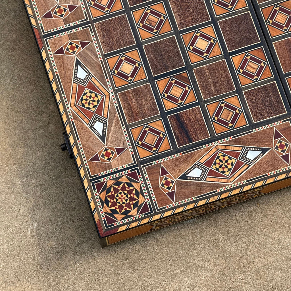SALE Backgammon Set and Chess Board from Lebanon - Lebanese Tables Board with Wooden Chess Pieces, Personalizable Gift