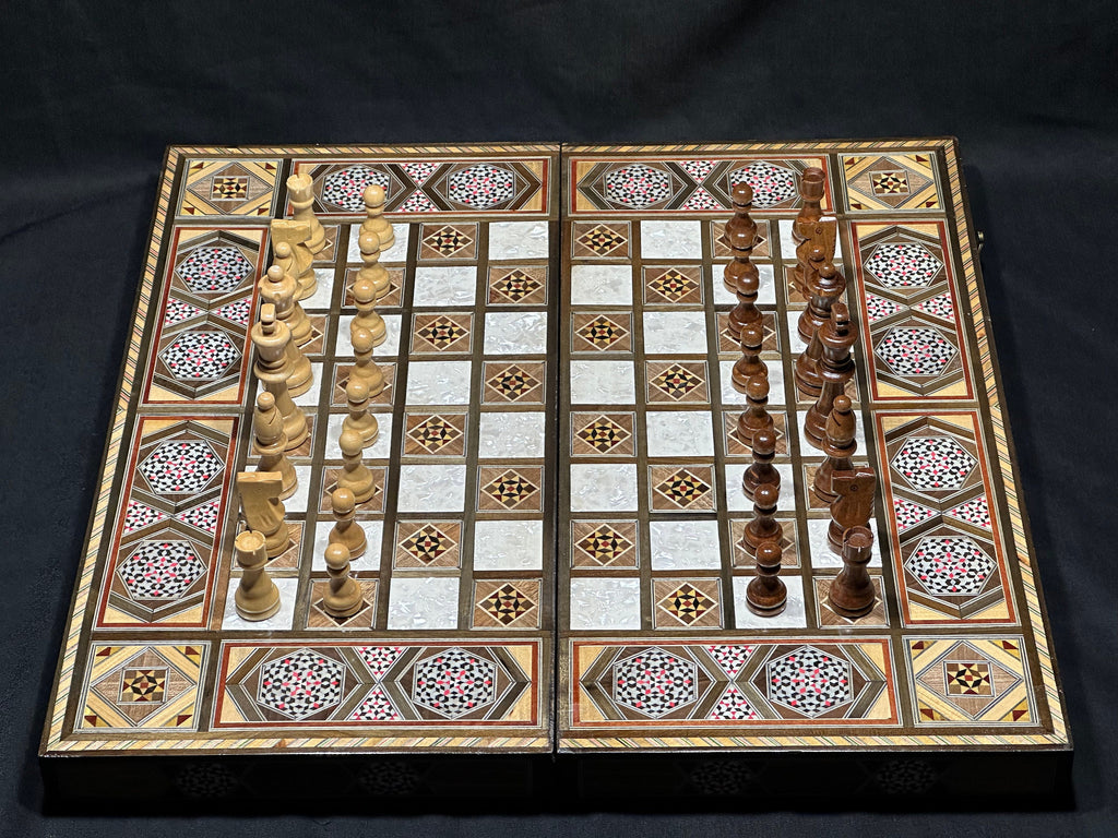 Handmade Inlaid Chess and Backgammon Set from Lebanon