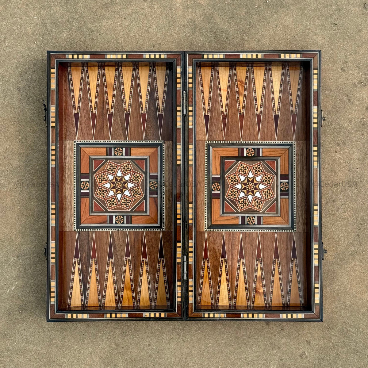 SALE Backgammon Set and Chess Board from Lebanon - Lebanese Tables Board with Wooden Chess Pieces, Personalizable Gift