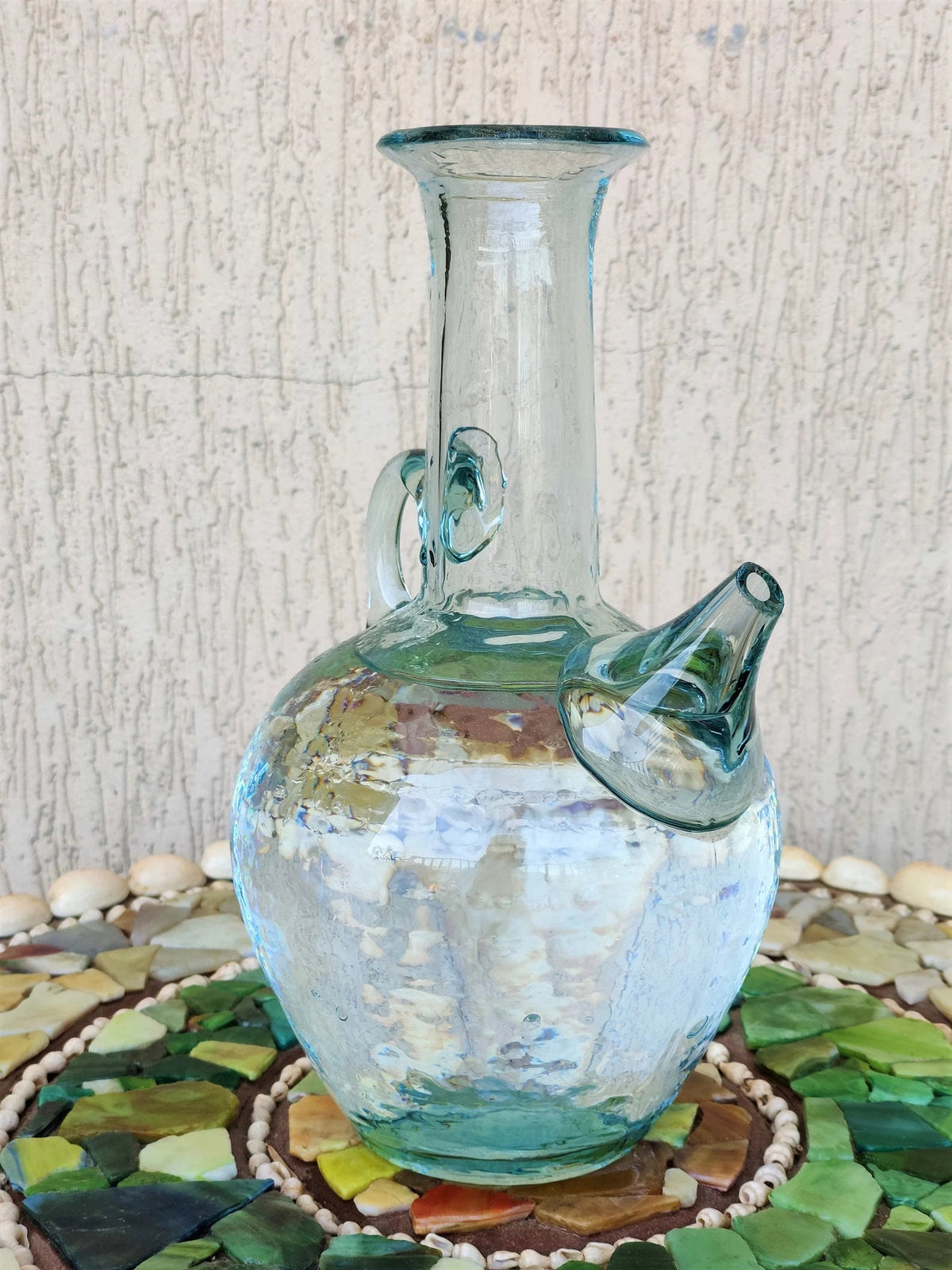 Handmade Lebanese Glass Water Jug with Crochet Cover (900ml) from Lebanon