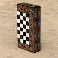 Backgammon Set and Chess Board from Lebanon - Lebanese Tables Board with Wooden Chess Pieces, Personalizable Christmas Gift