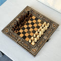 Handmade Backgammon & Chess Set: Wooden Inlays, Mother of Pearl (12 inch) from Lebanon