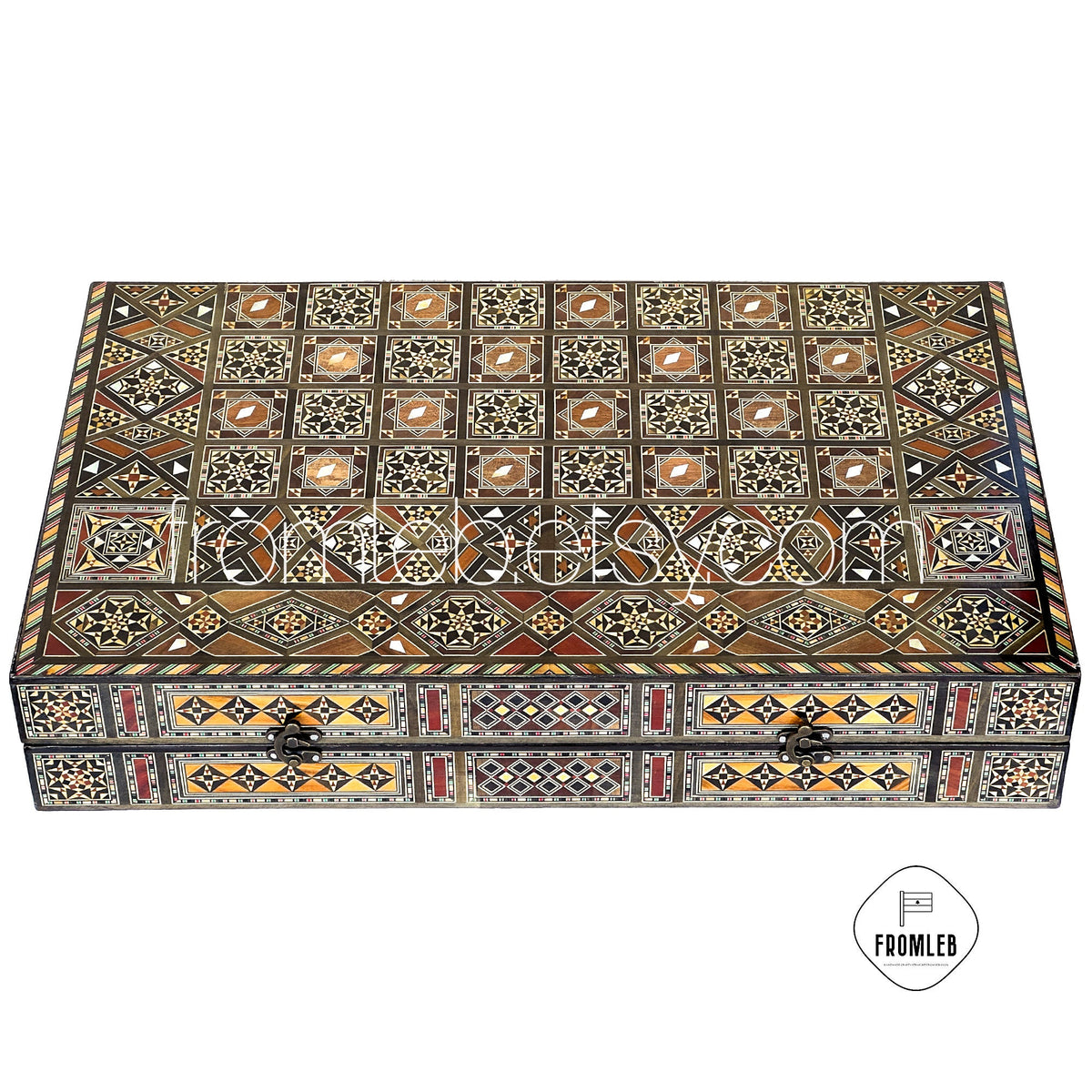 Handmade Pearl Inlaid Backgammon Chess Set: Lebanese Board Game from Lebanon