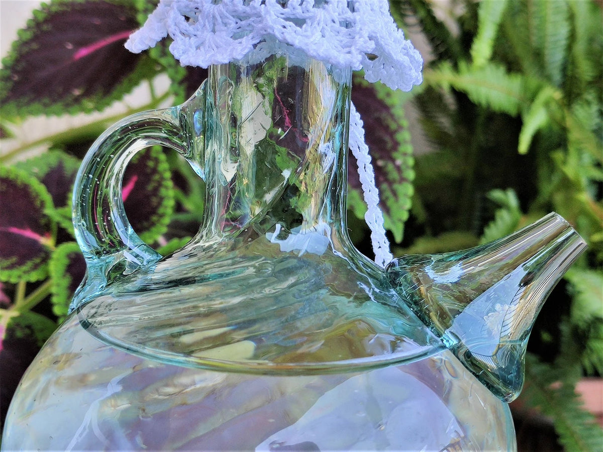 Handmade Lebanese Glass Water Jug with Crochet Cover (900ml) from Lebanon
