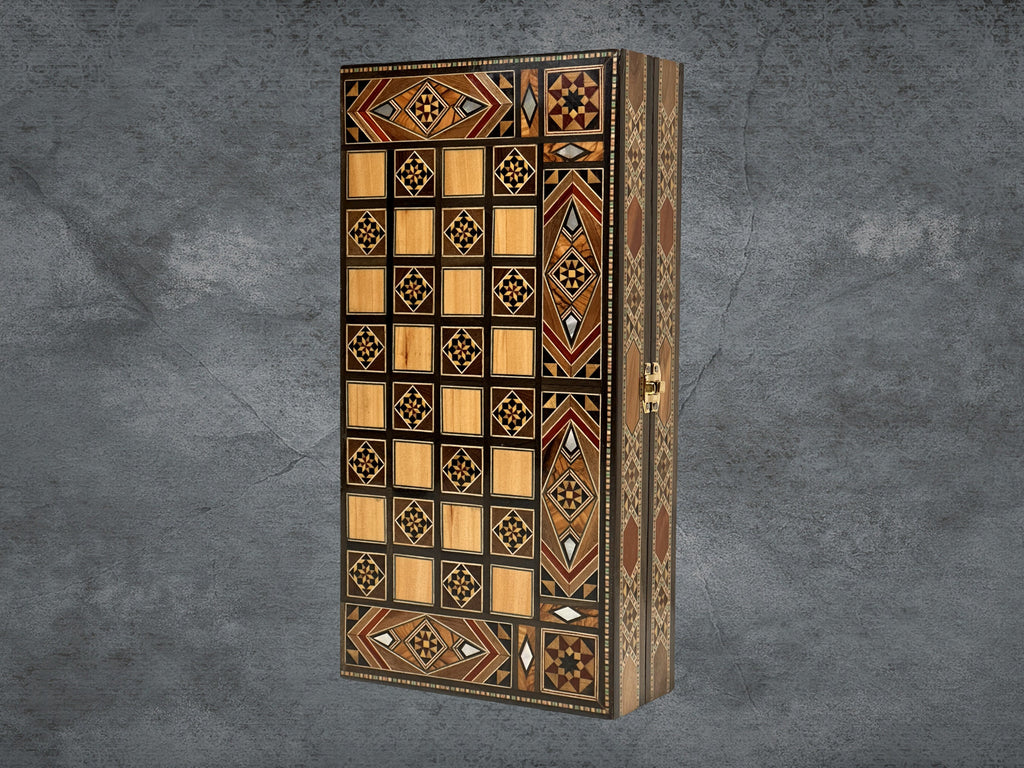 Handmade Backgammon Chess Set: Lebanese Inlaid Wood, 12 Inch from Lebanon