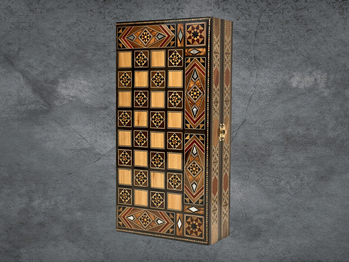 Handmade Backgammon Chess Set: Lebanese Inlaid Wood, 12 Inch from Lebanon