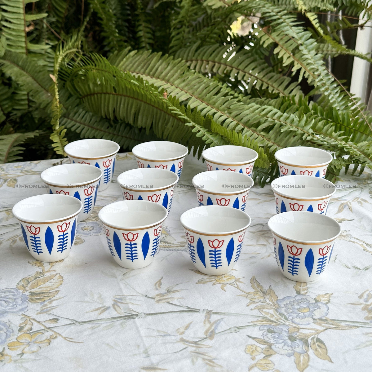 Lebanese Coffee Cups (Set of 12): Traditional Badawi Espresso & Turkish Design from Lebanon