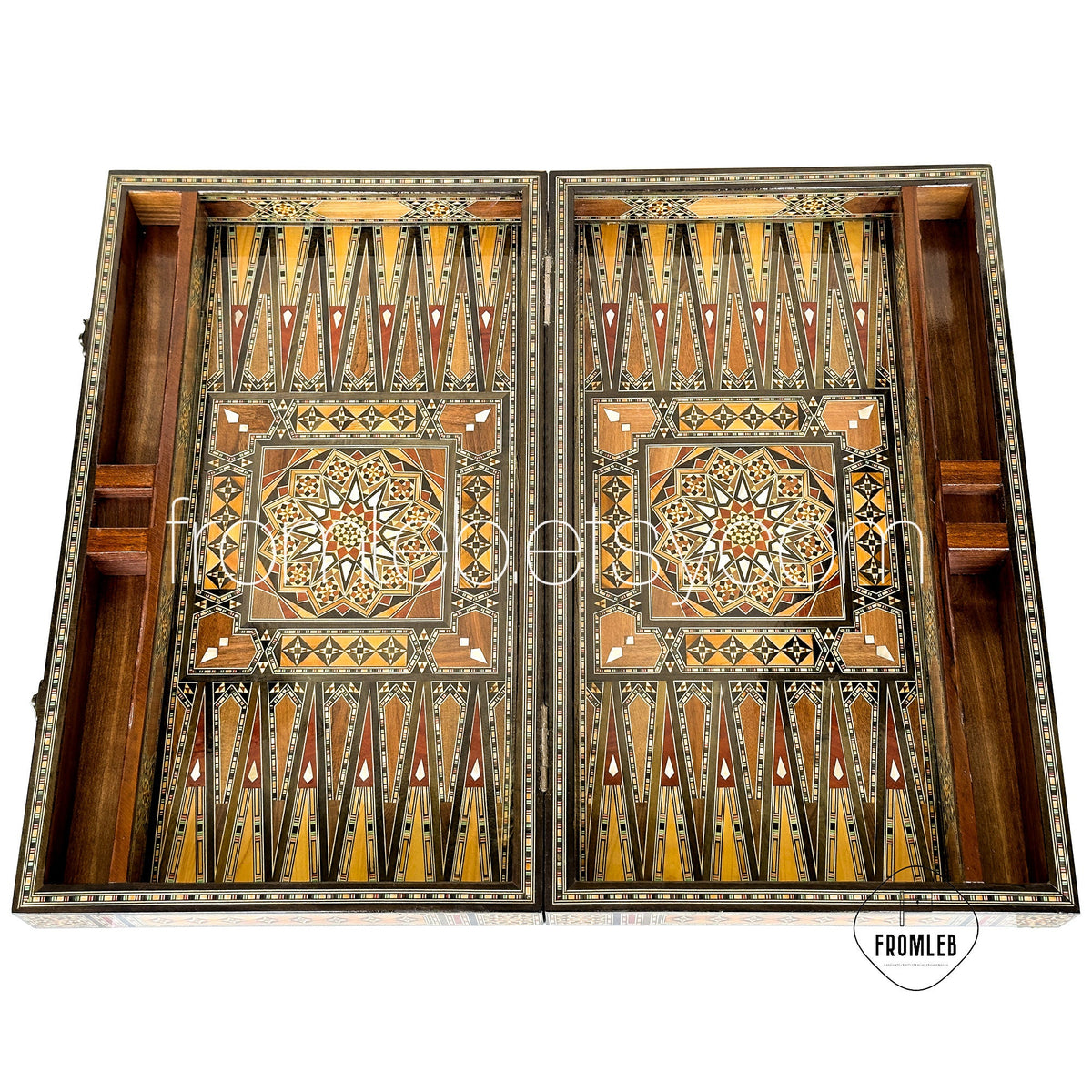 Handmade Pearl Inlaid Backgammon Chess Set: Lebanese Board Game from Lebanon