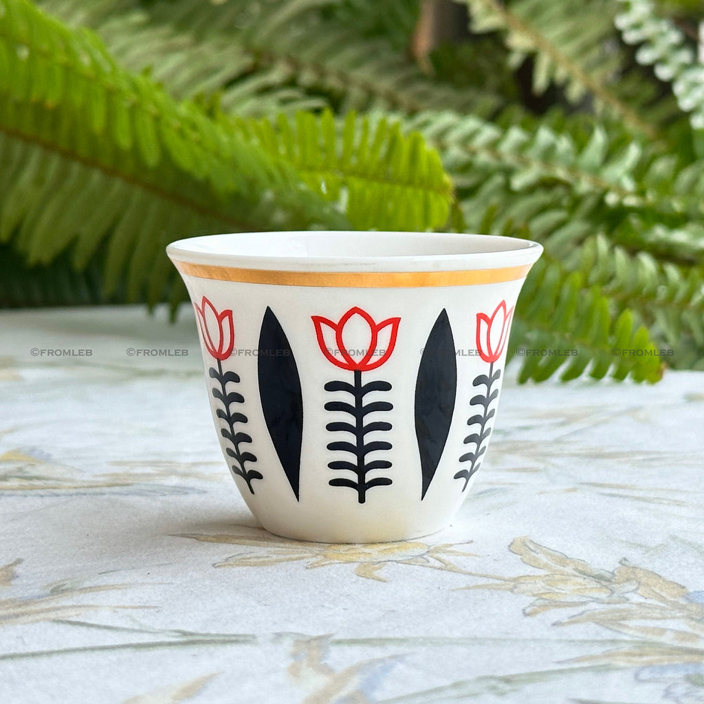 Lebanese Coffee Cups (Set of 12): Traditional Badawi Espresso & Turkish Design from Lebanon