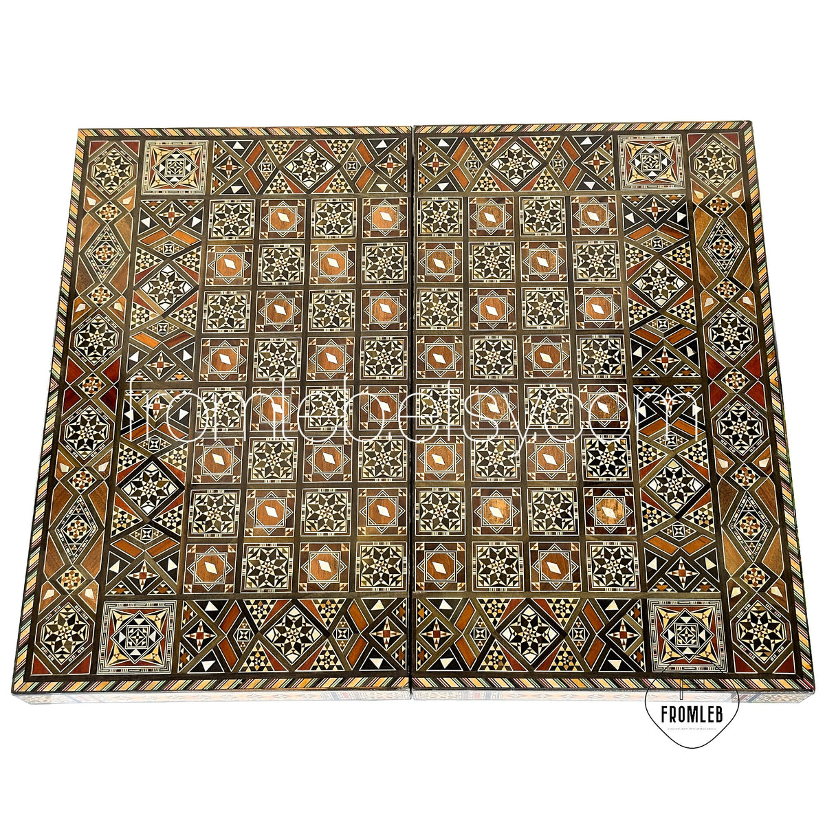Handmade Pearl Inlaid Backgammon Chess Set: Lebanese Board Game from Lebanon