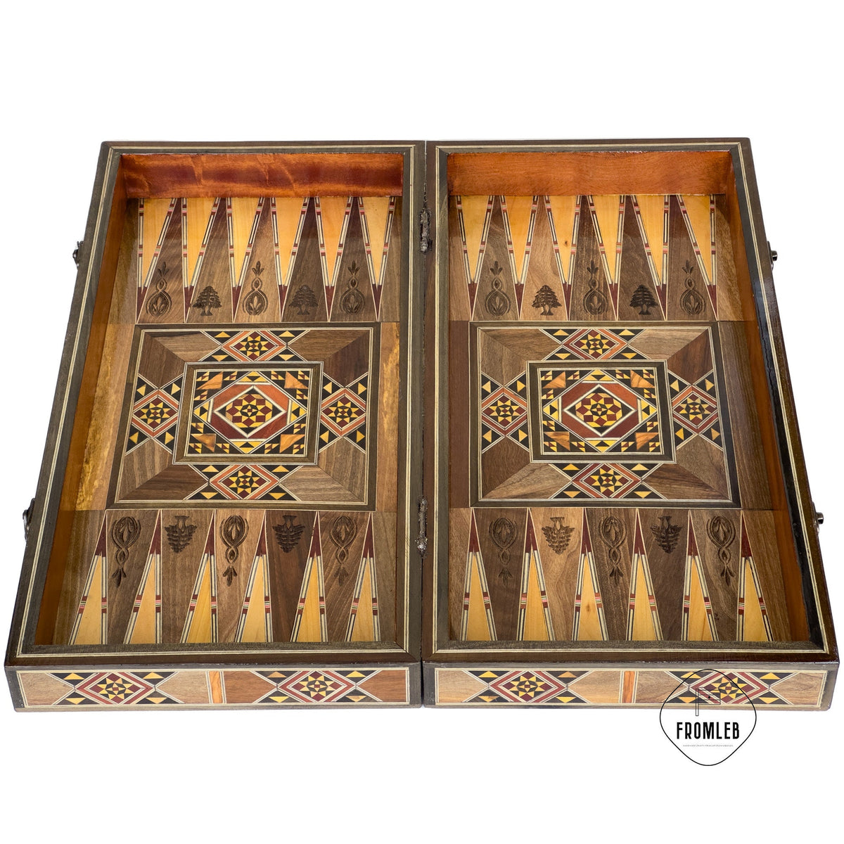 Engraved Backgammon Chess Set: Large Handmade Lebanese Game Board from Lebanon