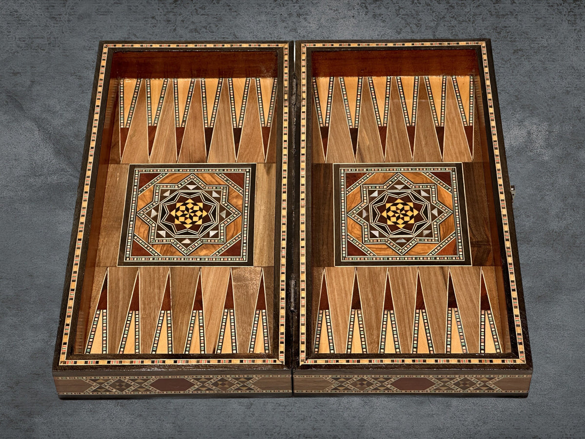 Handmade Backgammon Chess Set: Lebanese Inlaid Wood, 12 Inch from Lebanon