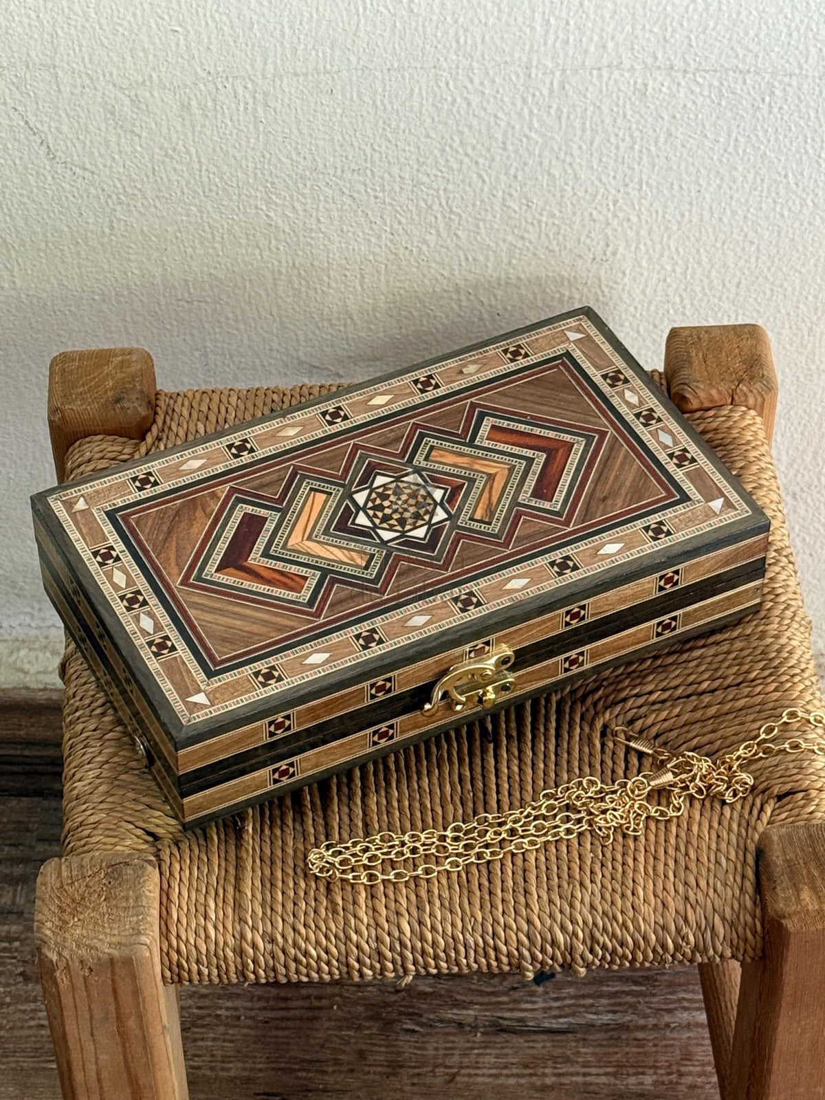 Oriental Wooden Purse from Lebanon: Genuine Mosaic with Pearl Inlays handbag with removable shoulder chain