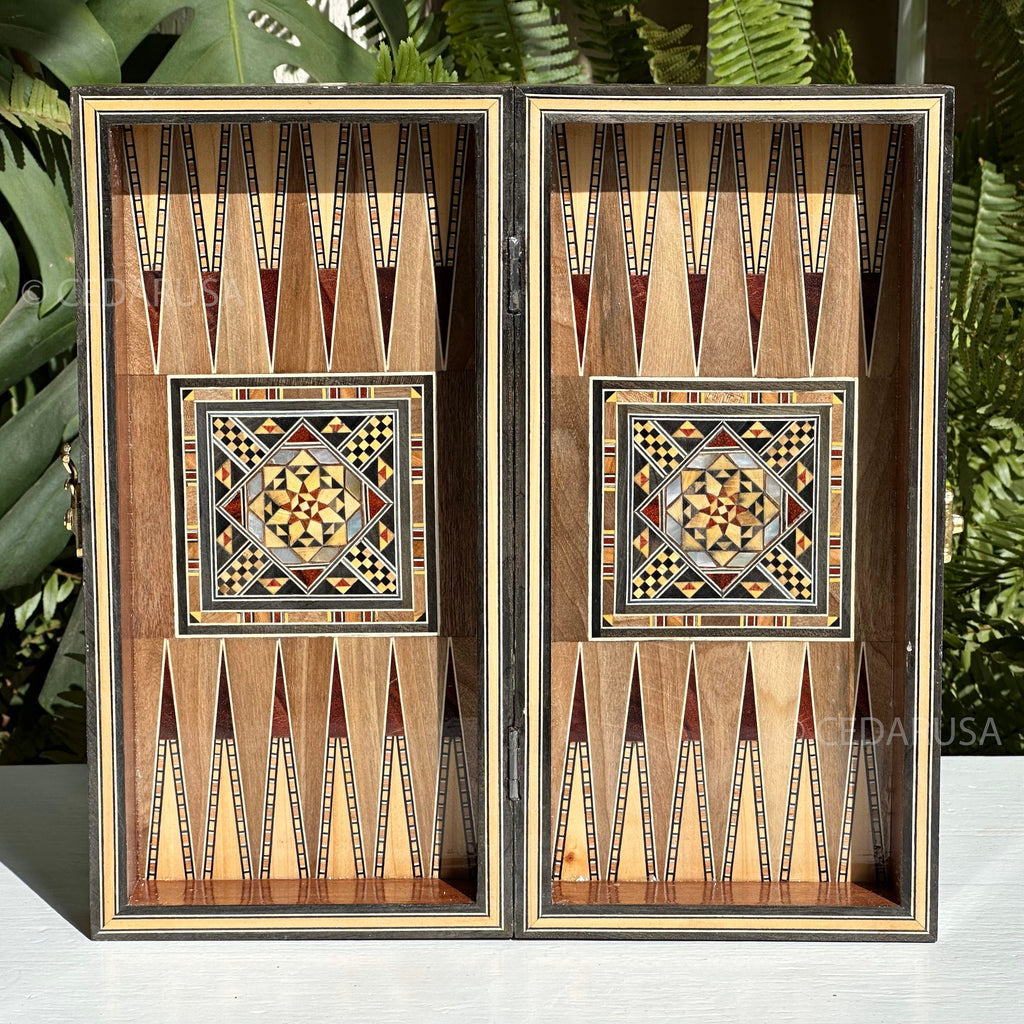 Authentic 12" Backgammon & Chess Set - Handmade in Lebanon - Checkers stones and chess pieces included