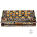 Handmade Backgammon Chess Set: Vintage Pearl Mosaic Inlay from Lebanon