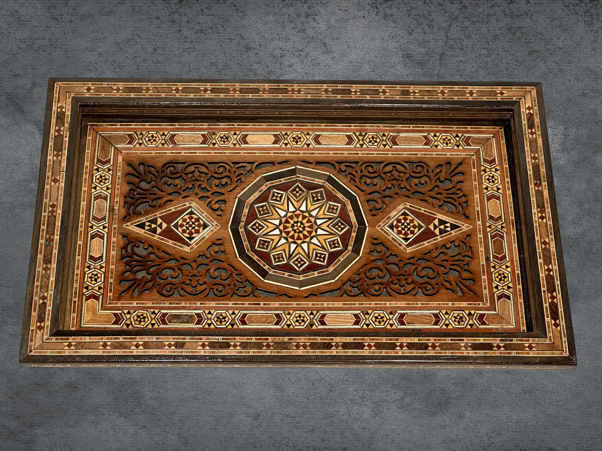 Handmade Engraved Wood Serving Tray - Lebanese Design from Lebanon