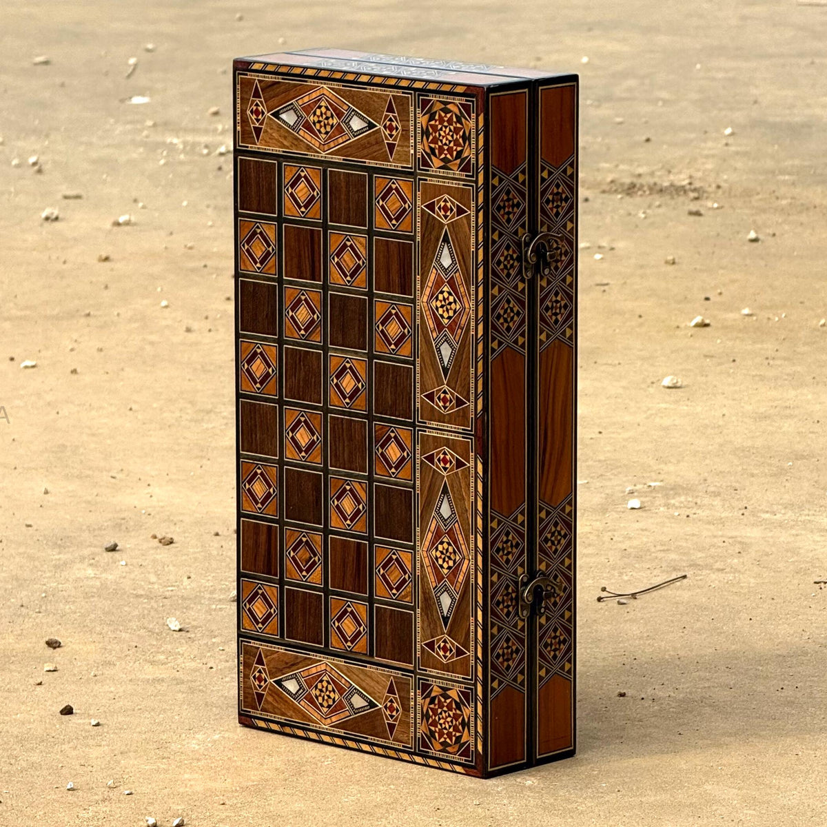 SALE Backgammon Set and Chess Board from Lebanon - Lebanese Tables Board with Wooden Chess Pieces, Personalizable Gift