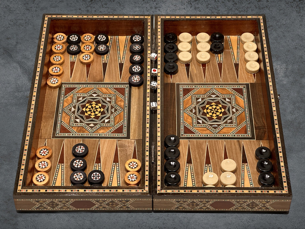 Handmade Backgammon Chess Set: Lebanese Inlaid Wood, 12 Inch from Lebanon