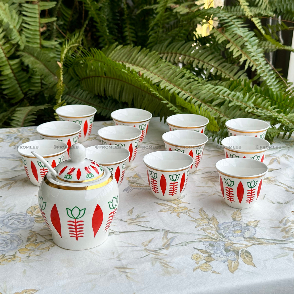 Lebanese Coffee Cups (Set of 12): Traditional Badawi Espresso & Turkish Design from Lebanon
