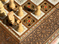 Luxurious 20"x20" Walnut Wood Chess and Backgammon Board with Pearl Inlays